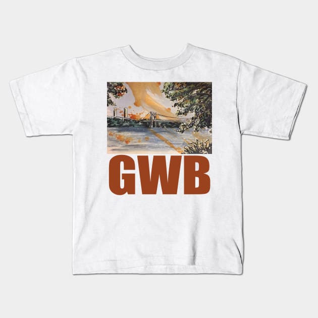 GWB (George Washington Bridge, Washington Heights, Riverside Park, NY, NY) Kids T-Shirt by MasterpieceArt